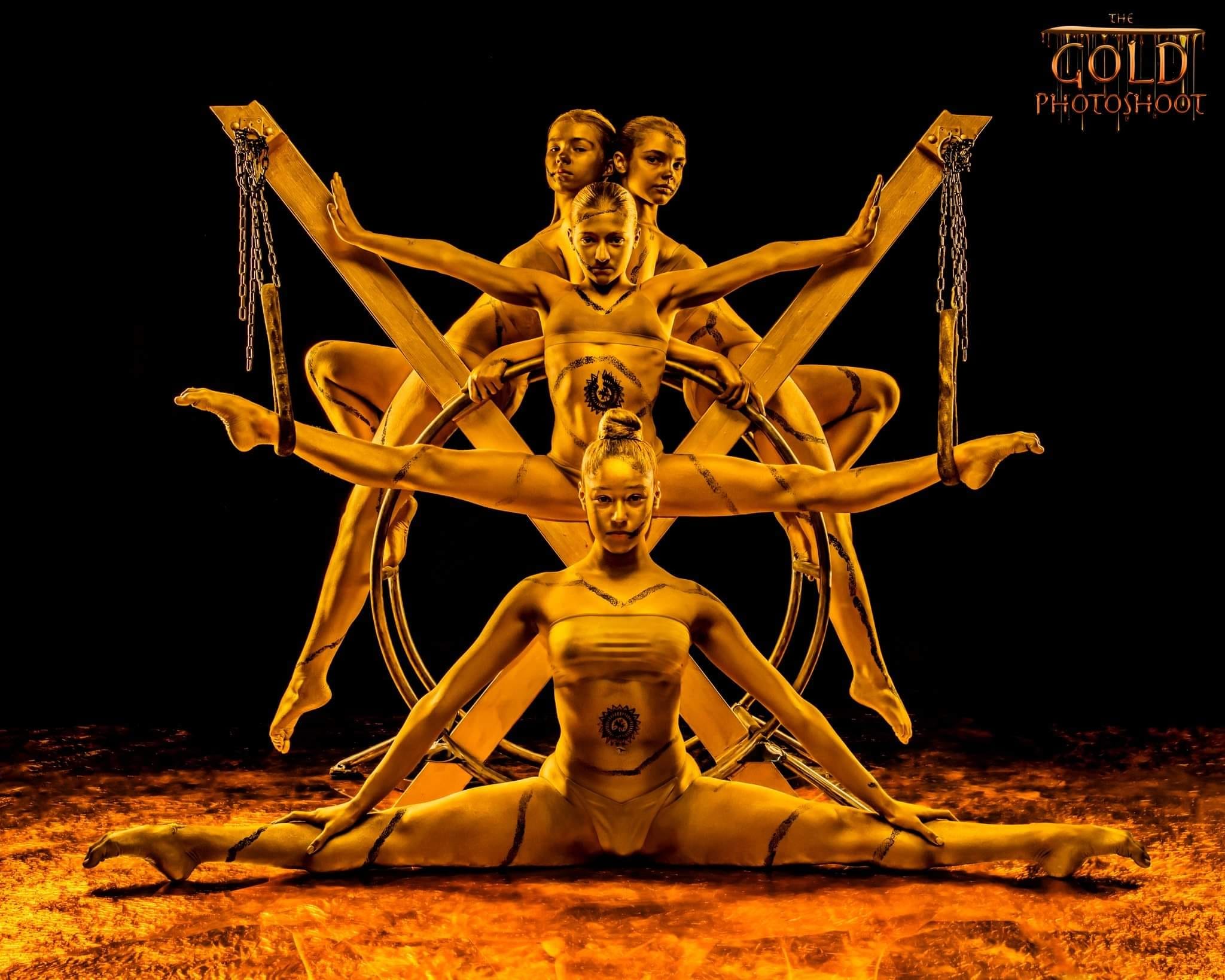 Azra Dewan in gold body art, portrait